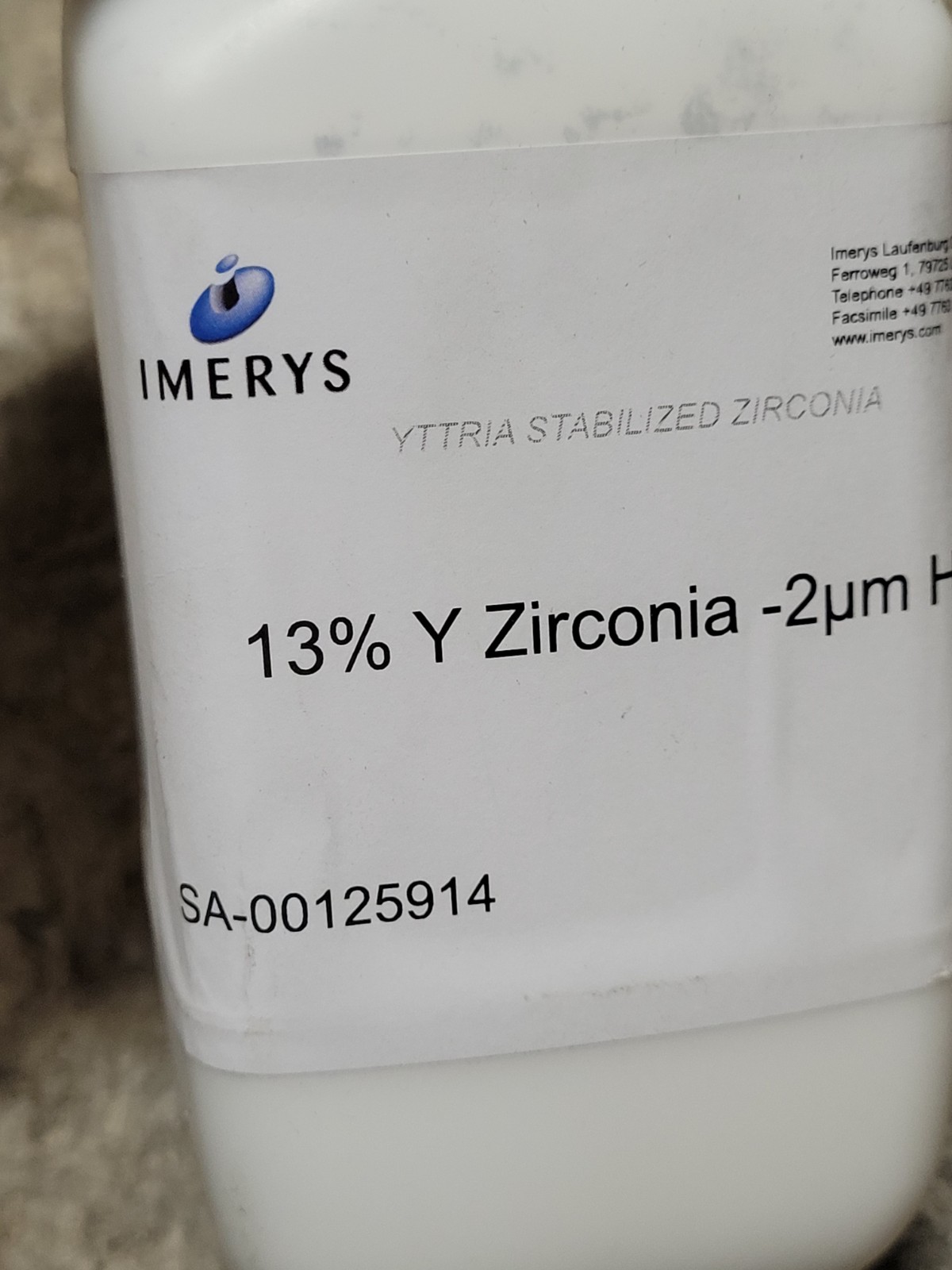 Imerys 13% Y Zirconia 0.5kg SA-00125914