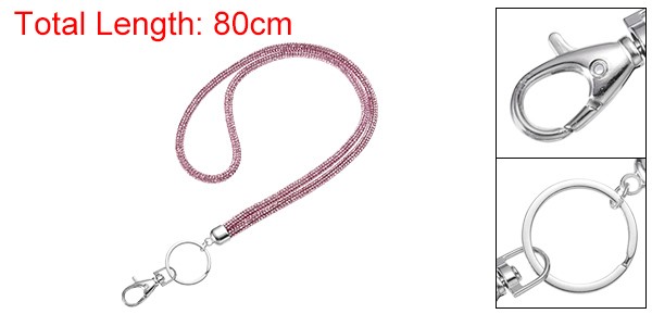80cm(31.5″) Phone Crossbody Strap with Metal Clasp & Keyring for Key Strap, Pink