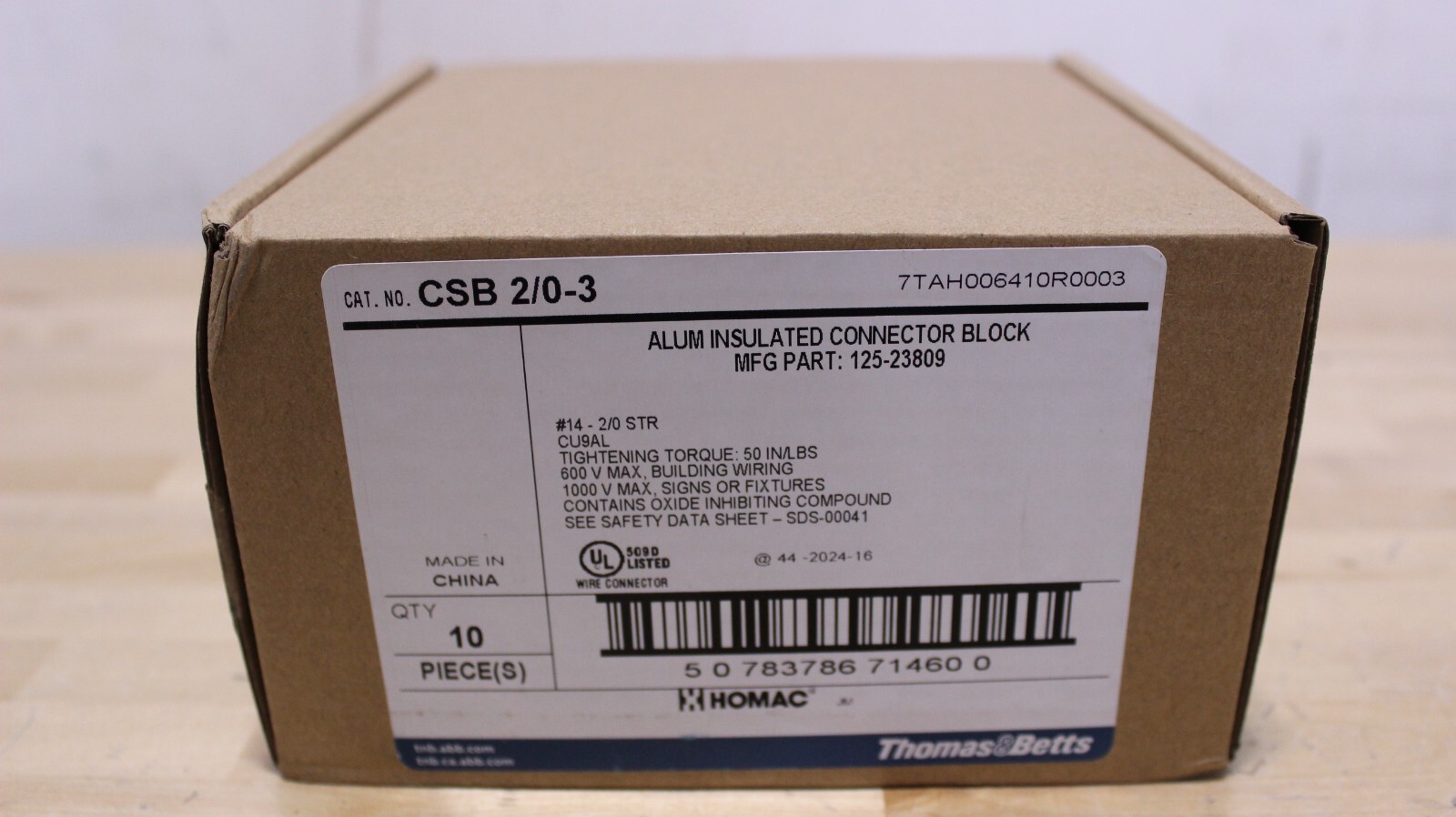 Thomas&Betts CSB 2/0-3 Aluminum Insulated Connector Block (Box of 10)