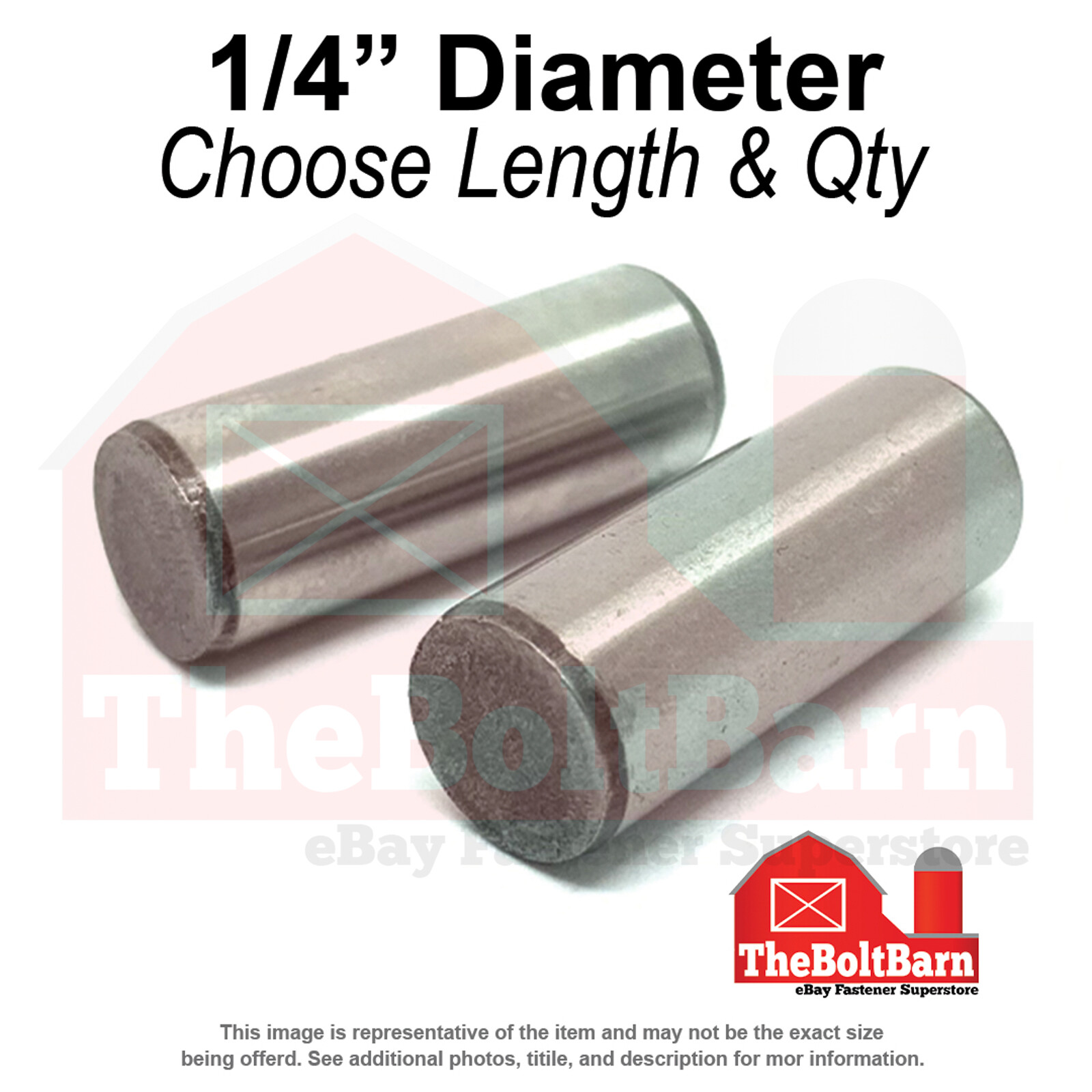 1/4″ Dowel Pins Thru Hardened Alloy Plain (Choose Length & Quantity)