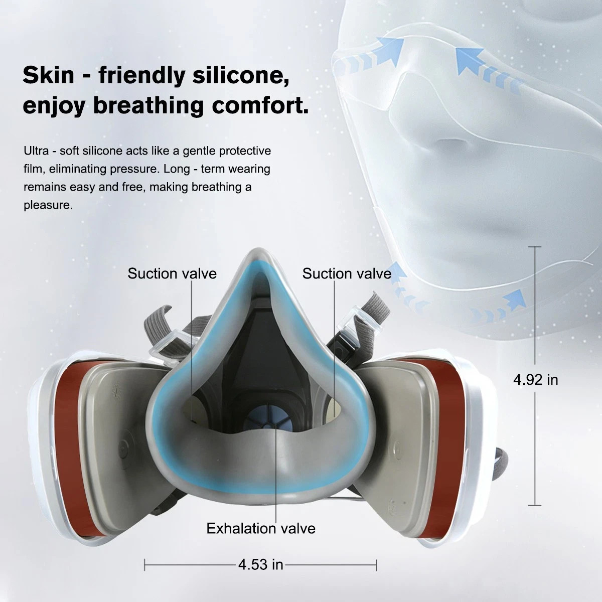 PRO 6200 Half Face Respirator Gas Mask Facepiece for Painting Spraying Work