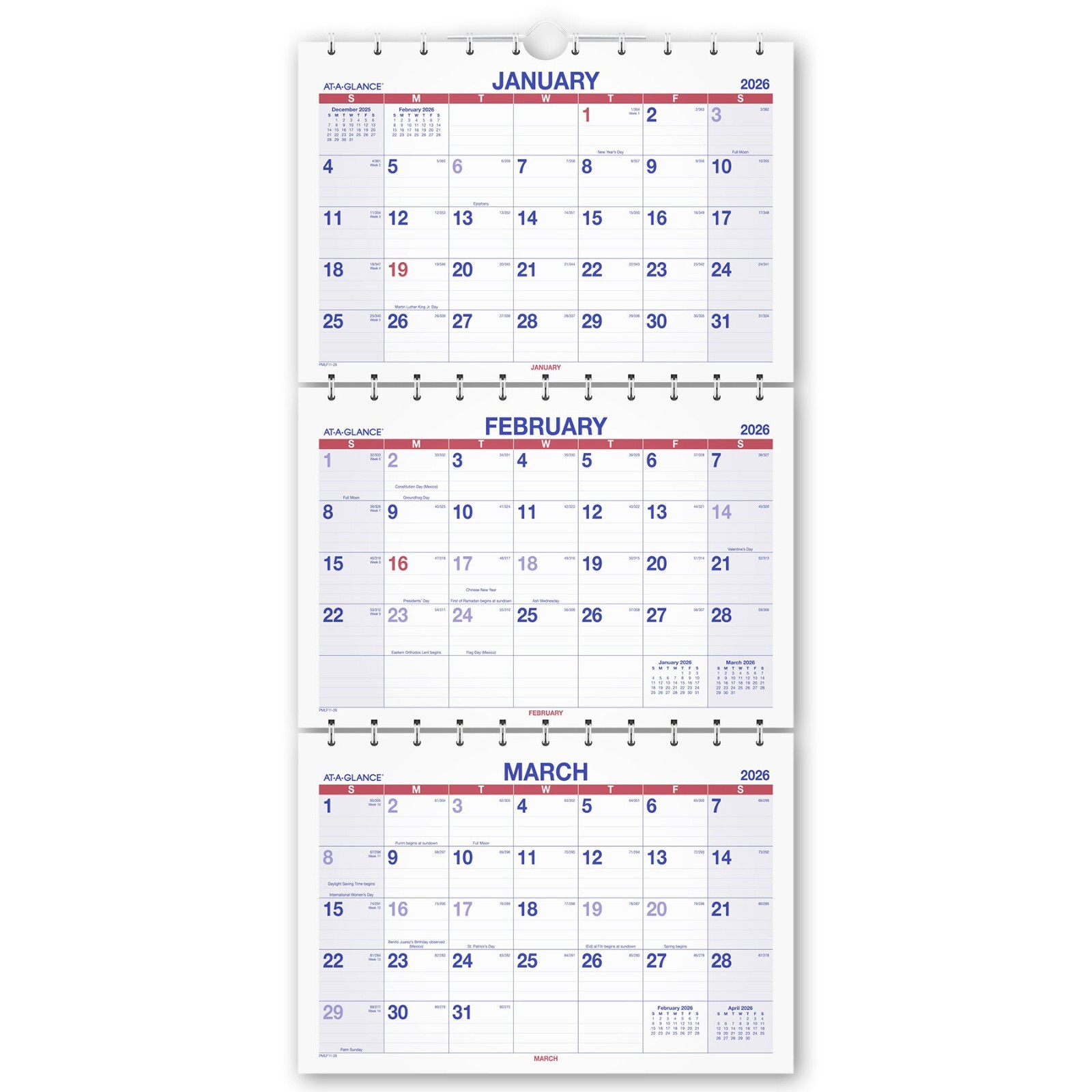 2026 At-A-Glance PMLF11-28 Move-A-Page 3-Month Wall Calendar