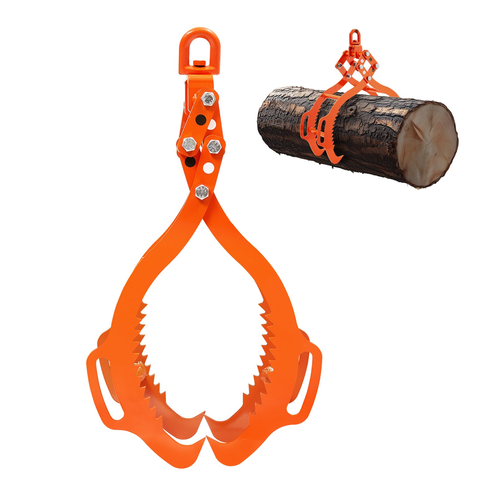 VEVOR 36in Log Lifting Tongs 4 Claw Solid Steel Log Grapple Swivel Log Tools