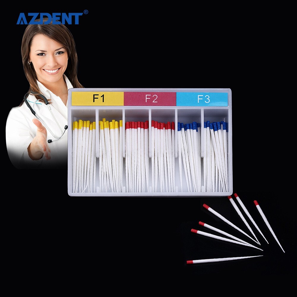 100PCS Dental Puntos Absorbentes de endodoncia para Endo Root Canel F1, F2, F3