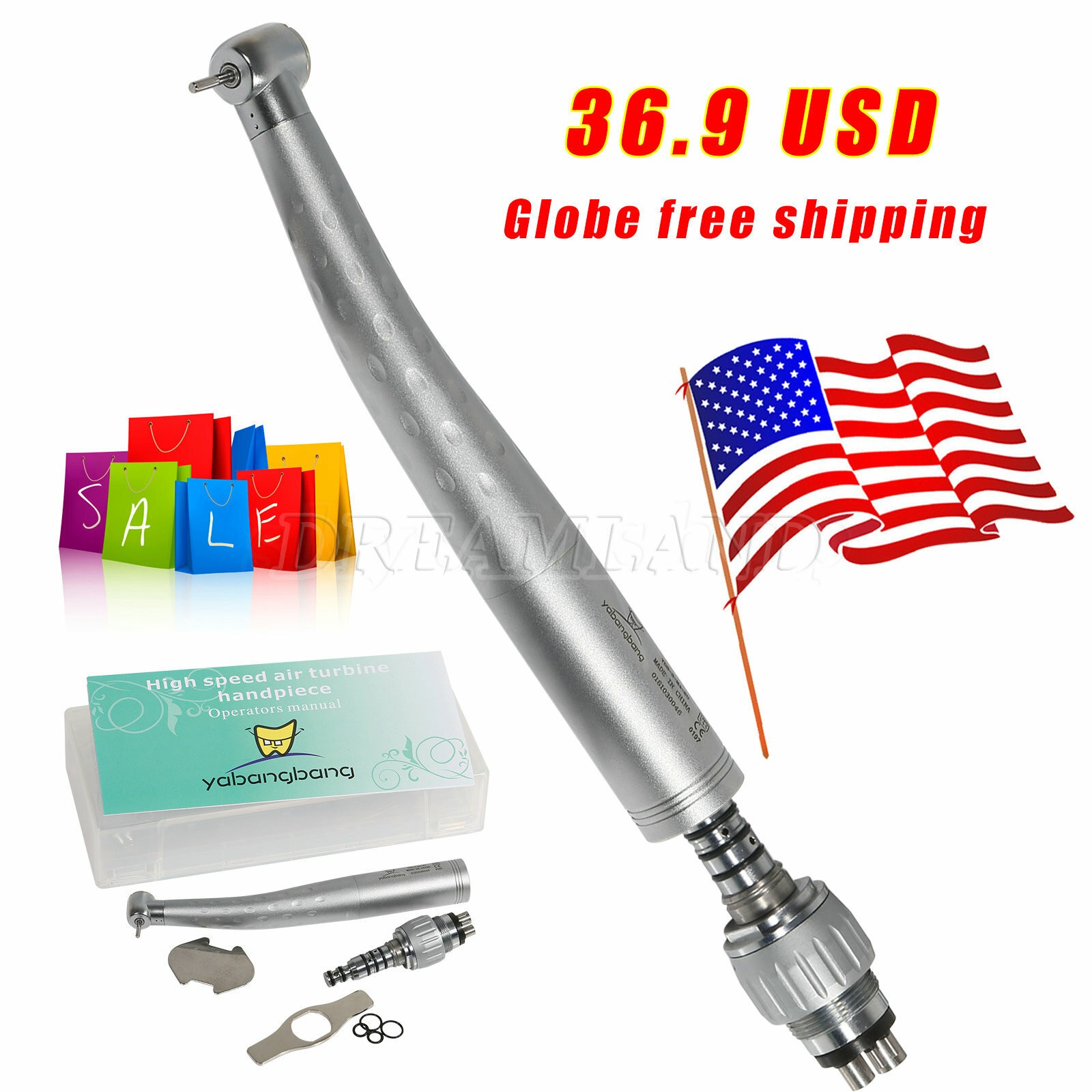 KaV Style Dental High Speed / Fiber Optic LED Handpiece 4/6Hole Quick Coupler