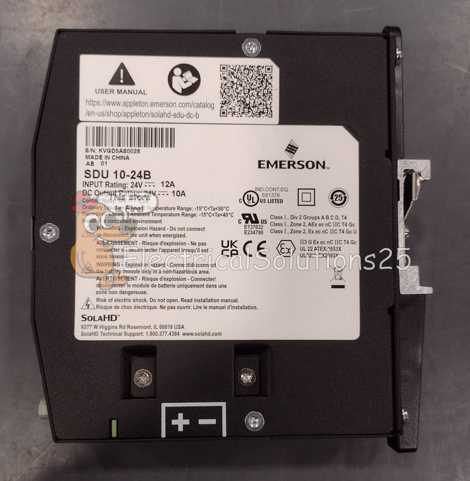 New Emerson SDU10-24B 24V 10A 240VA DIN Rail DC UPS – Free Shipping