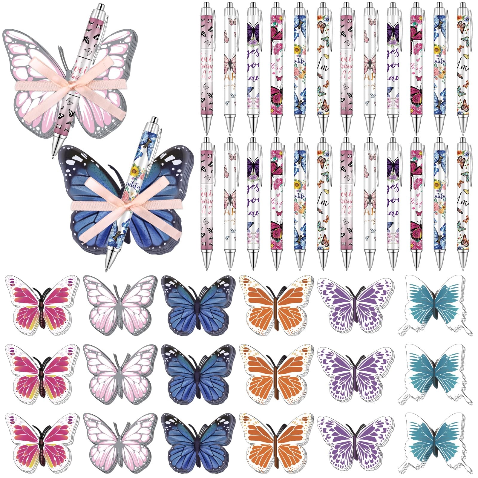 Ioffersuper 36 Sets Butterfly Sticky Approximately 2×3 inches, Multicolor