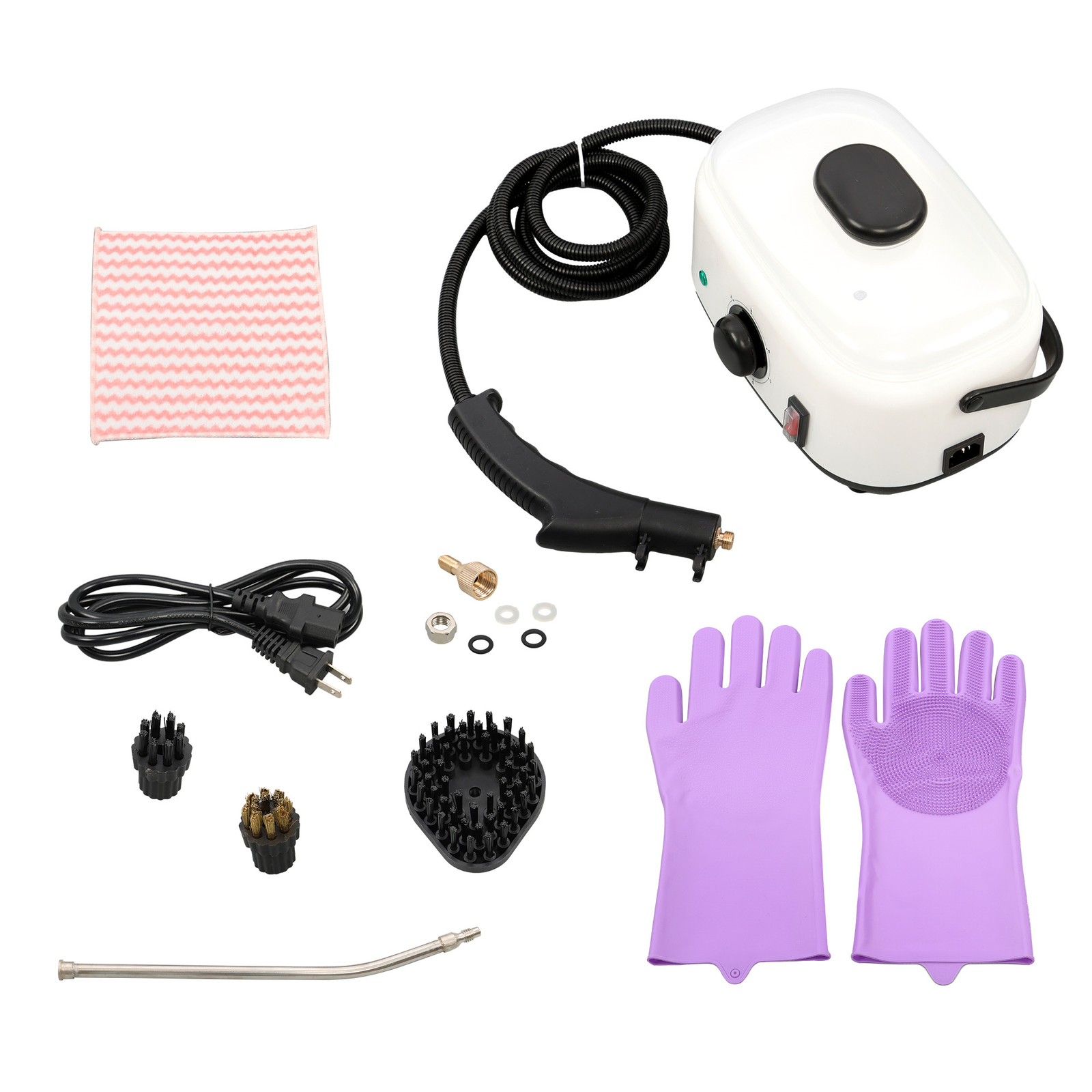 2500W Steam Cleaner 1500ml 110V Portable-Car Engine Degreasing&Tile Grout White