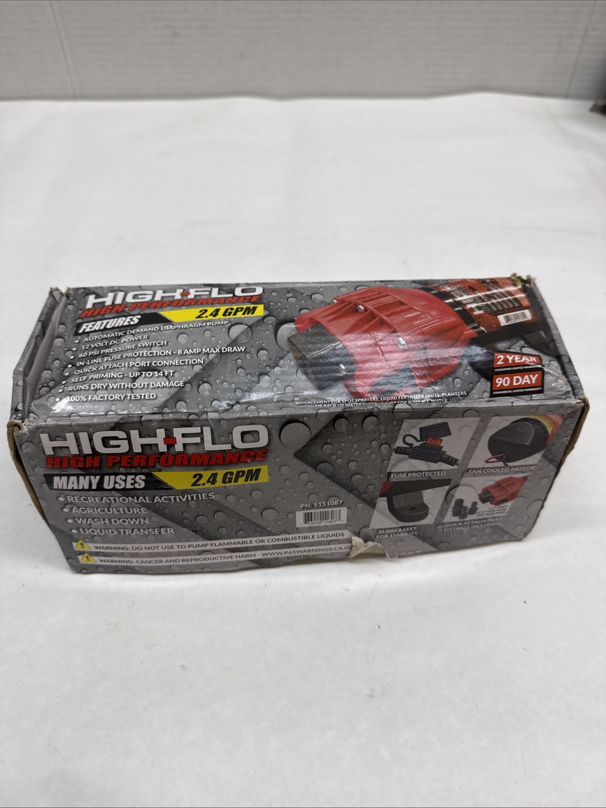High-Flo 5151087 Diaphragm Pump, 12Vdc, 2.4 Gpm Max. Flow