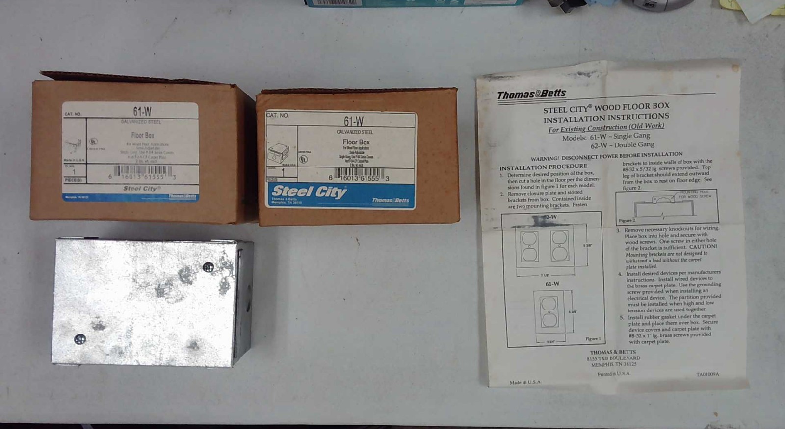 61W Steel City Galvanized Steel Floor Box, Thomas&Betts 60W Series NEW