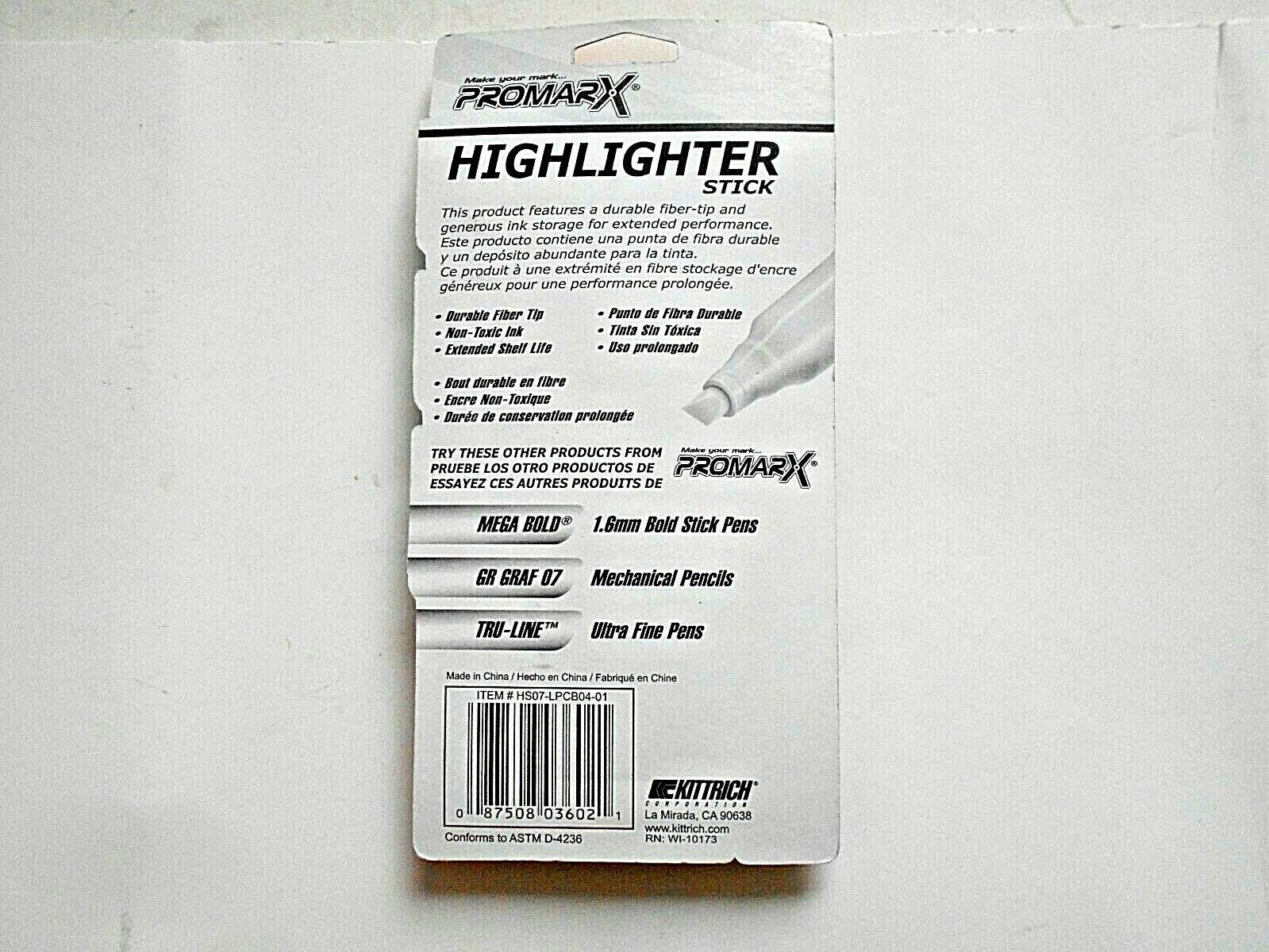 Promarx Highlighters Chisel Tip Assorted Colors 4 pack