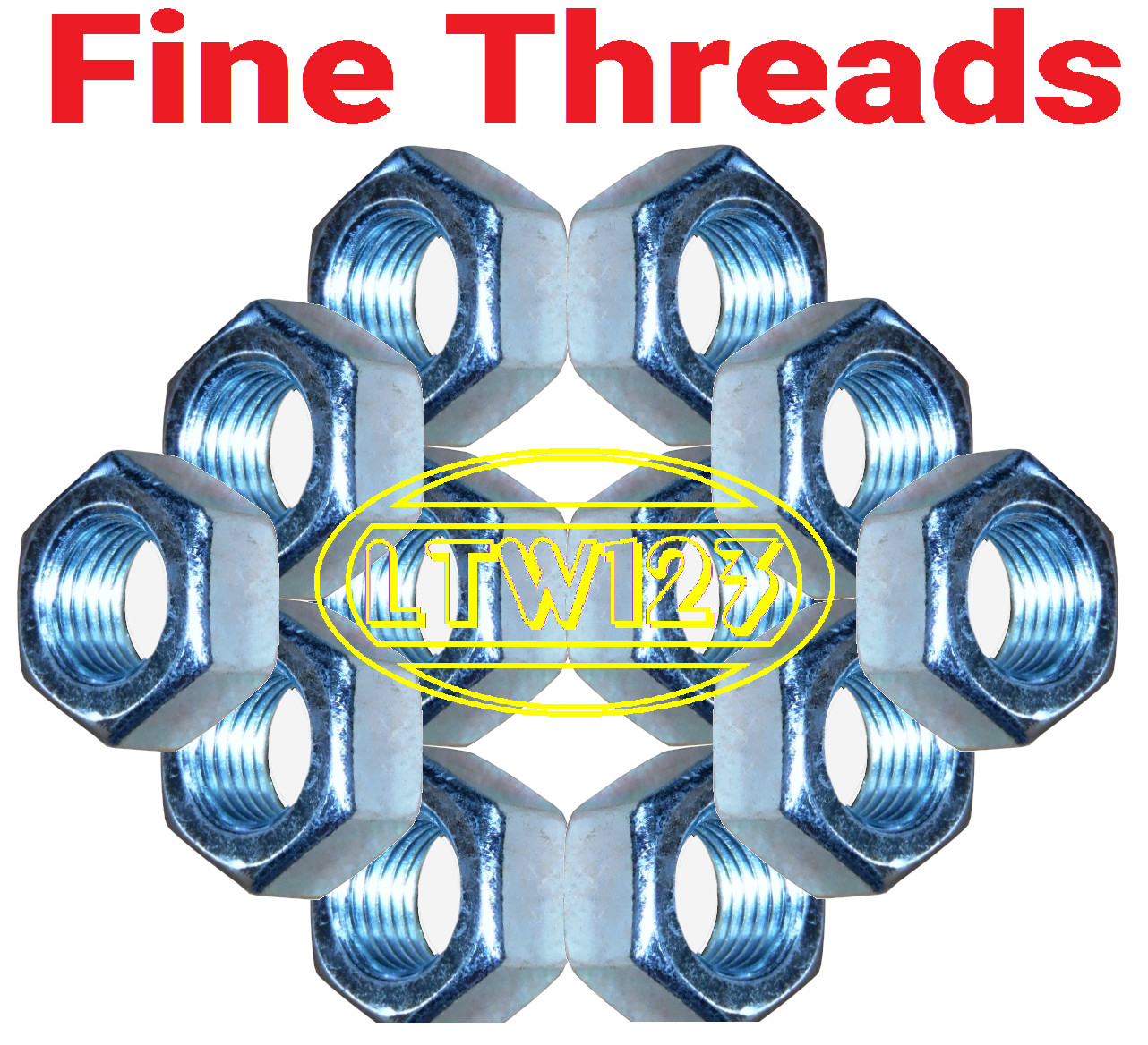 (4 Pieces) M12-1.5 Metric FINE Thread Hex Nut Steel Din 934