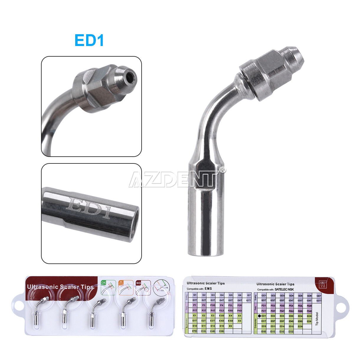 19 Type Dental Ultrasonic Scaler Scaling Endo Perio Tips Fit for NSK SATELEC DTE