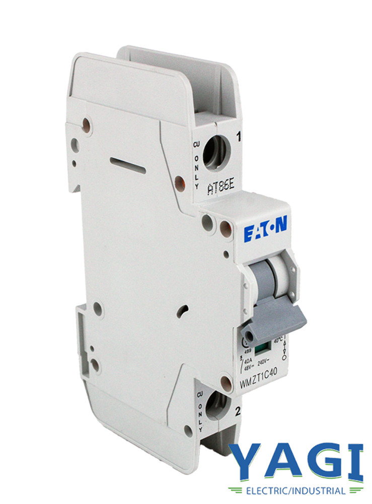 Eaton WMZT1C40 Breaker 40A 1P 240V 10kA Type C DIN Rail w/ Trip Indicator