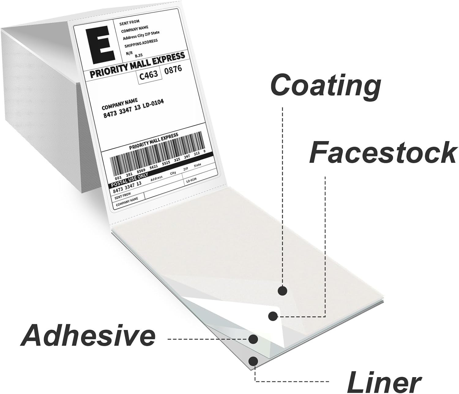 4000 4X6 Thermal Labels 1000/Stack, Shipping Thermal Labels 4X6 Fanfold Compati