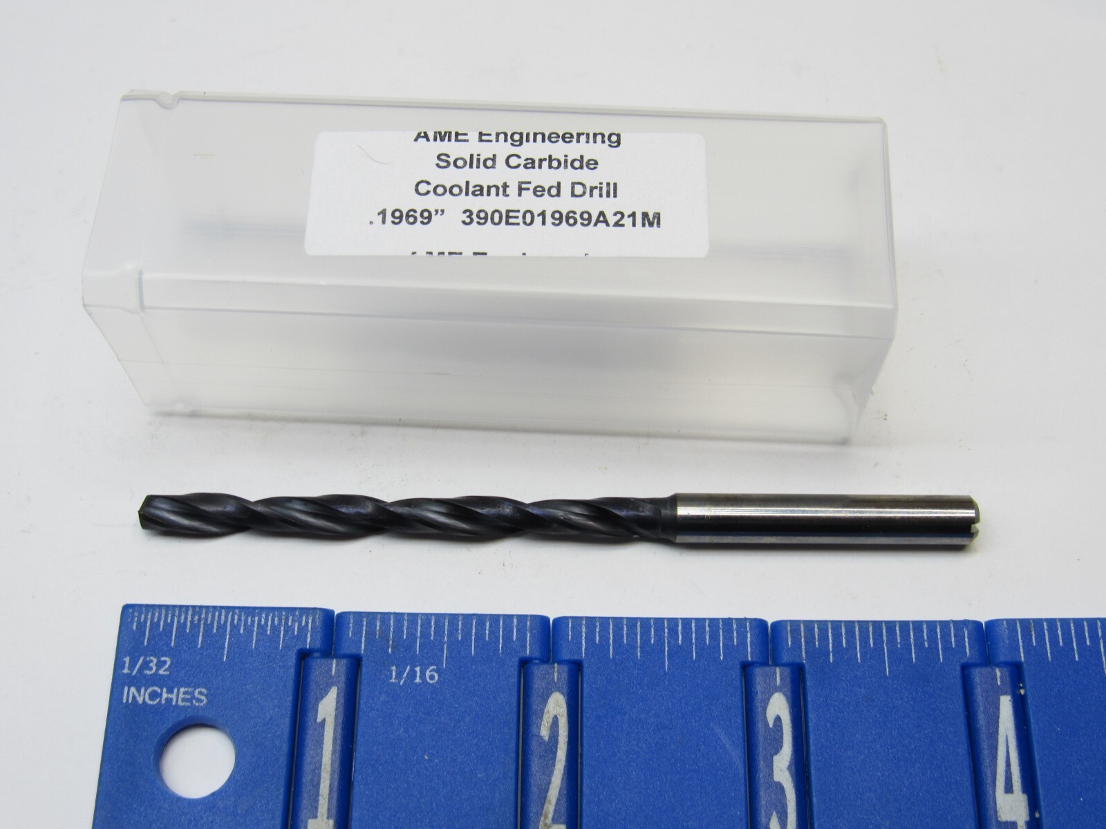 AME 5MM (.1969″) 2-FLUTE SOLID CARBIDE COOLANT FED TAPER LENGTH DRILL