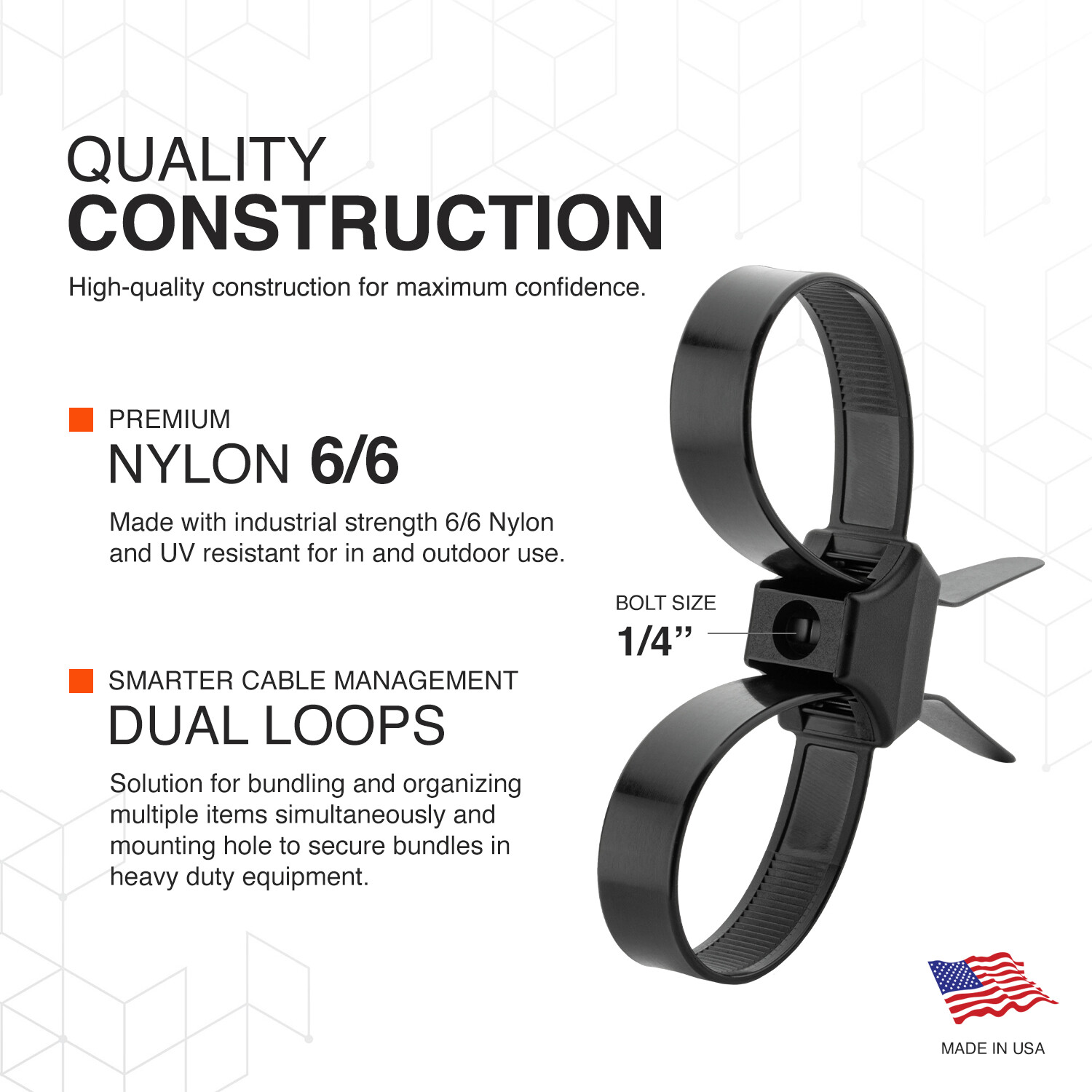 TR Industrial Contractor Series Dual Loop Heat-Stabilized UV Cable Ties, 13″