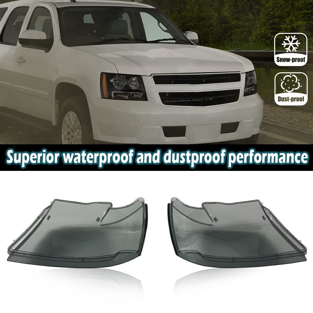 Headlight Clear Lens Cover Smoke For 07-14 Chevy Tahoe Suburban 1500