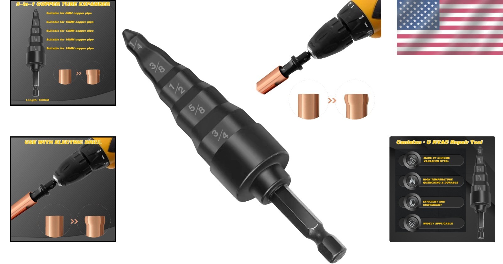 Compact Copper Tubing Tool Set: 5-in-1 Drill for Efficient HVAC Solutions