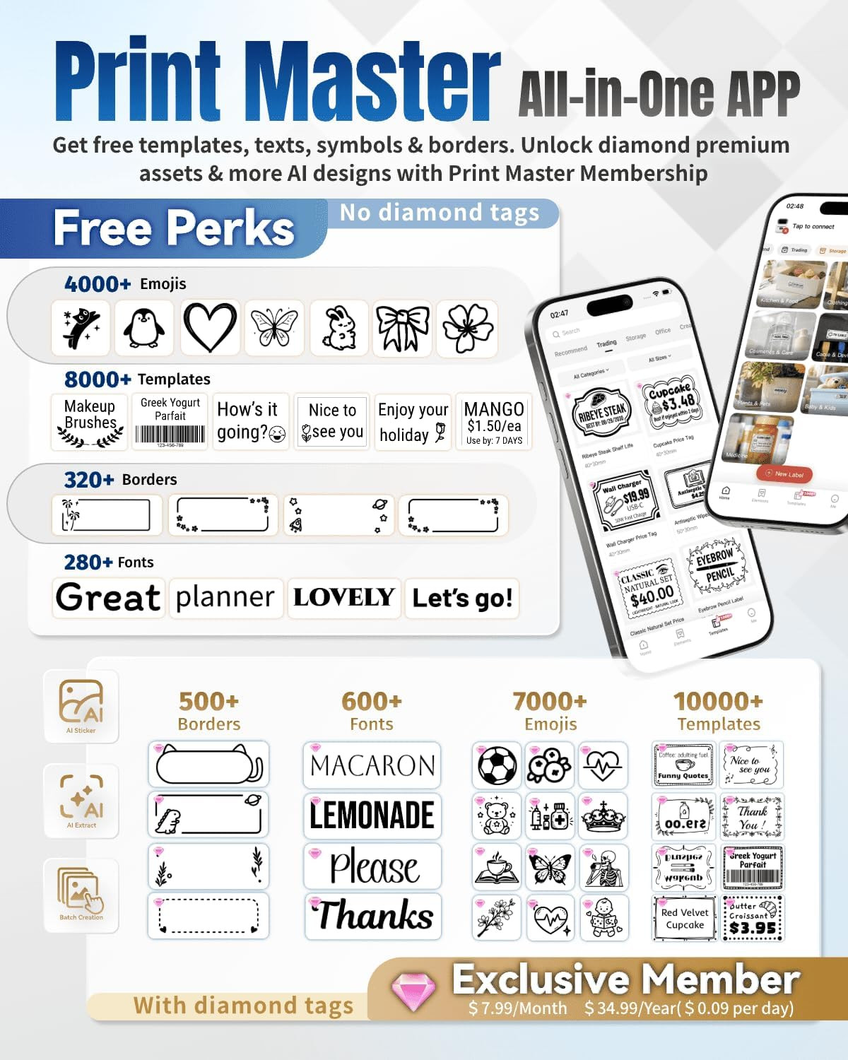 M250 3 Inch Label Maker Machine with Tape | Label Printer for Address