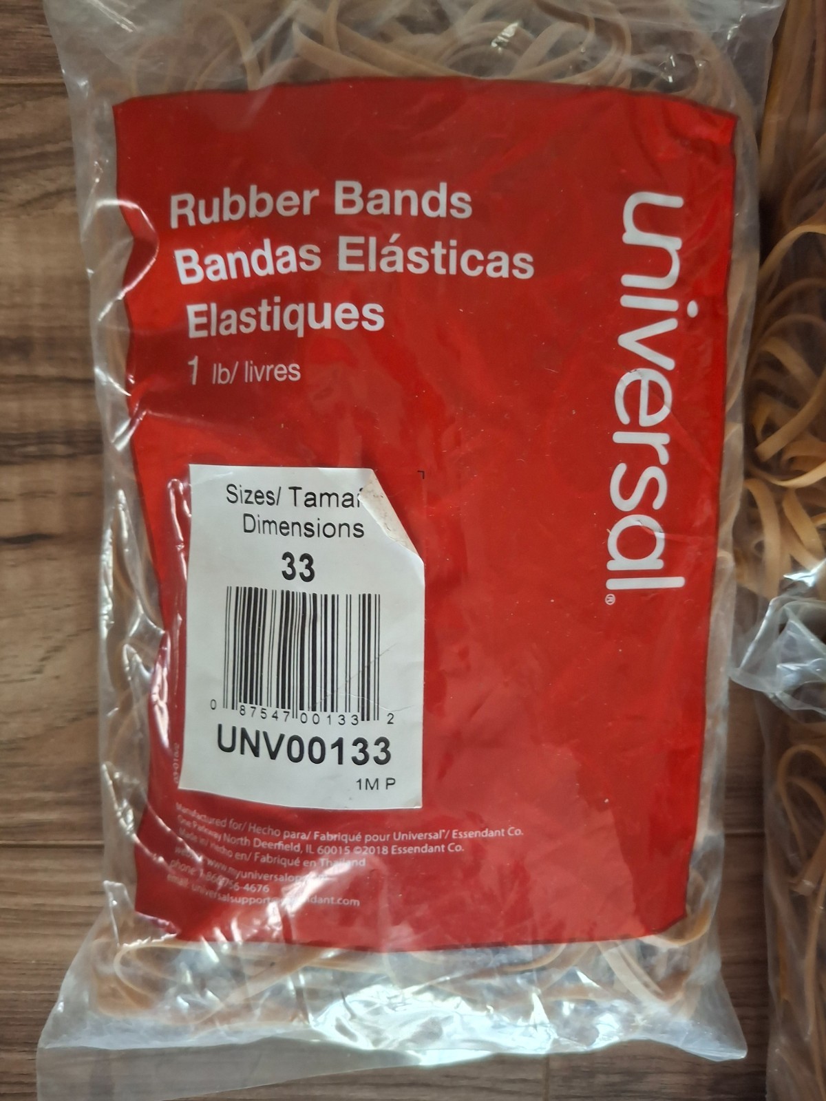 Universal Rubber Bands, Size 33, 0.04″ Gauge, Beige, 1 lb Box, 640/Pack