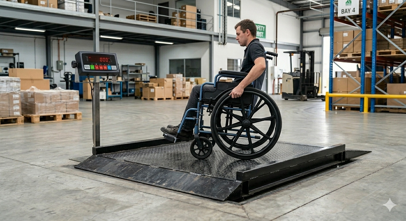 Medical Wheelchair Scale Digital 1000 lb Capacity Roll-On Weigh Wheelchair Scale