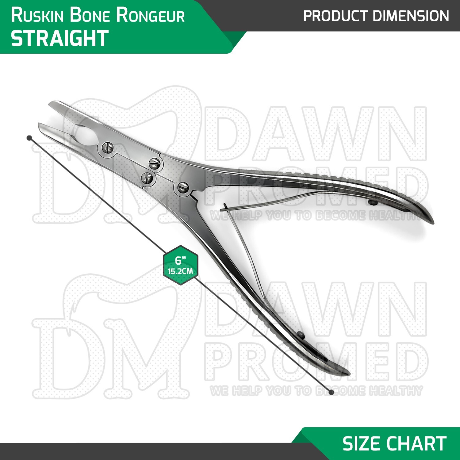2 Pcs Ruskin Bone Rongeur Straight & Curved Set 3mm Bite 6″ Orthopedic German Gr