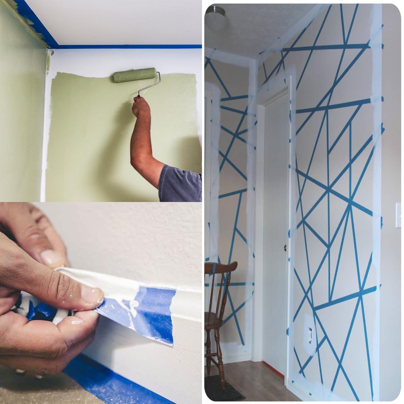3 Inch Wide Masking Tape, Blue Painters 3 Inches x 55 Yards,