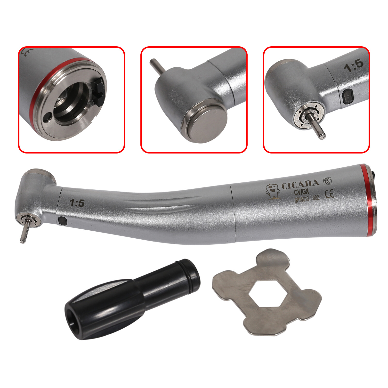 CICADA Dental 1:5 High Speed Contra Angle Handpiece E-type Fit Electric Motor