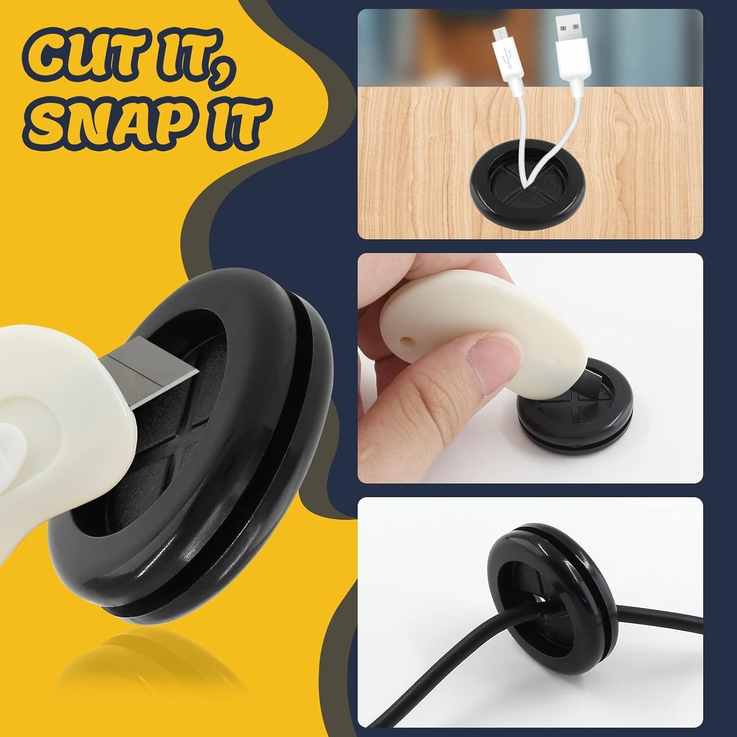 Easy Install Rubber Grommet Kit – 6pcs Double-Sided, 1″ ID & 1-3/16″ Drill Hole