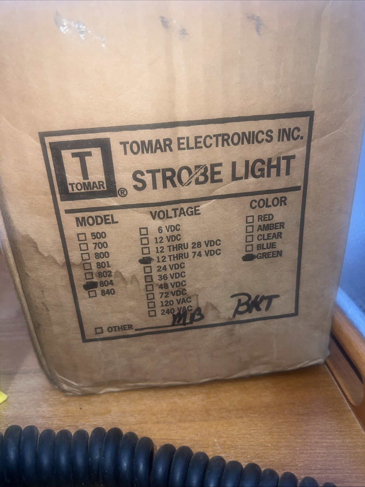 Tomar Green 804MB-1274 Micro Strobe Beacon 12-74 VDC Car Cigarette Power Adapter