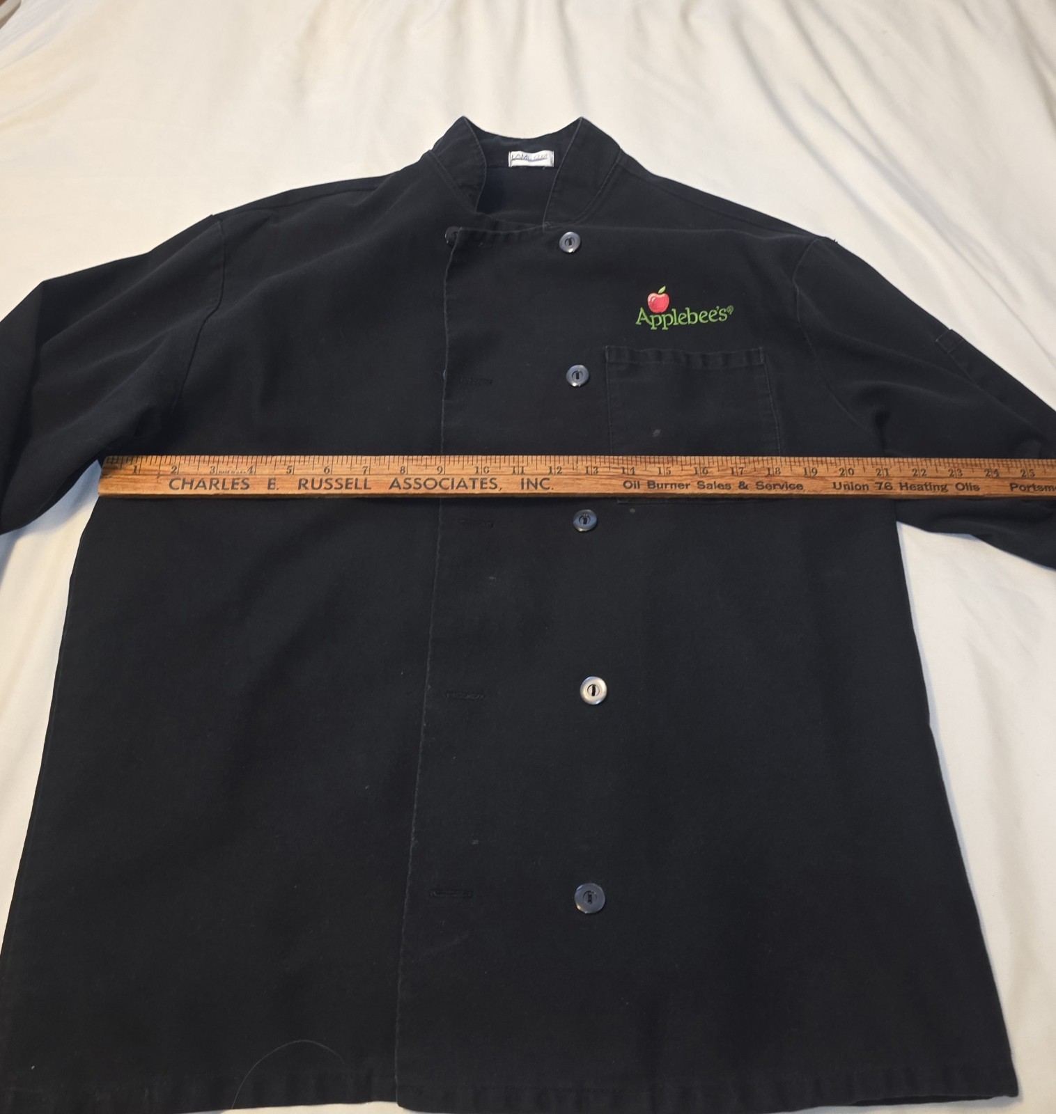 Fame Chef Applebee’s Black Kitchen Jacket Double Breasted Adult Size XL Uniform