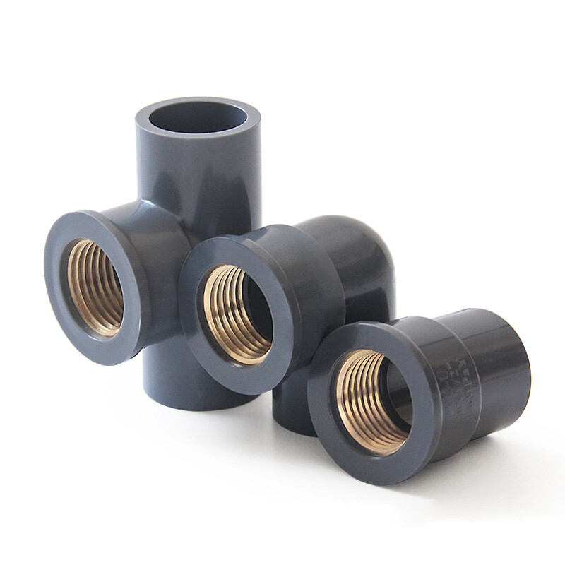 PVC Water Pipe Fitting Copper Female Thread Equal/Reducing Connector 20/25/32mm