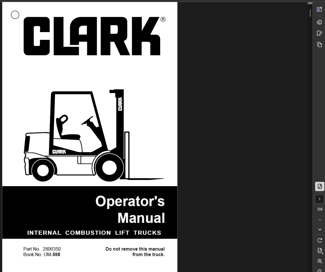 CLARK CMP75SD FORKLIFT OPERATORS SERVICE REPAIR SHOP MANUAL PDF ON USB