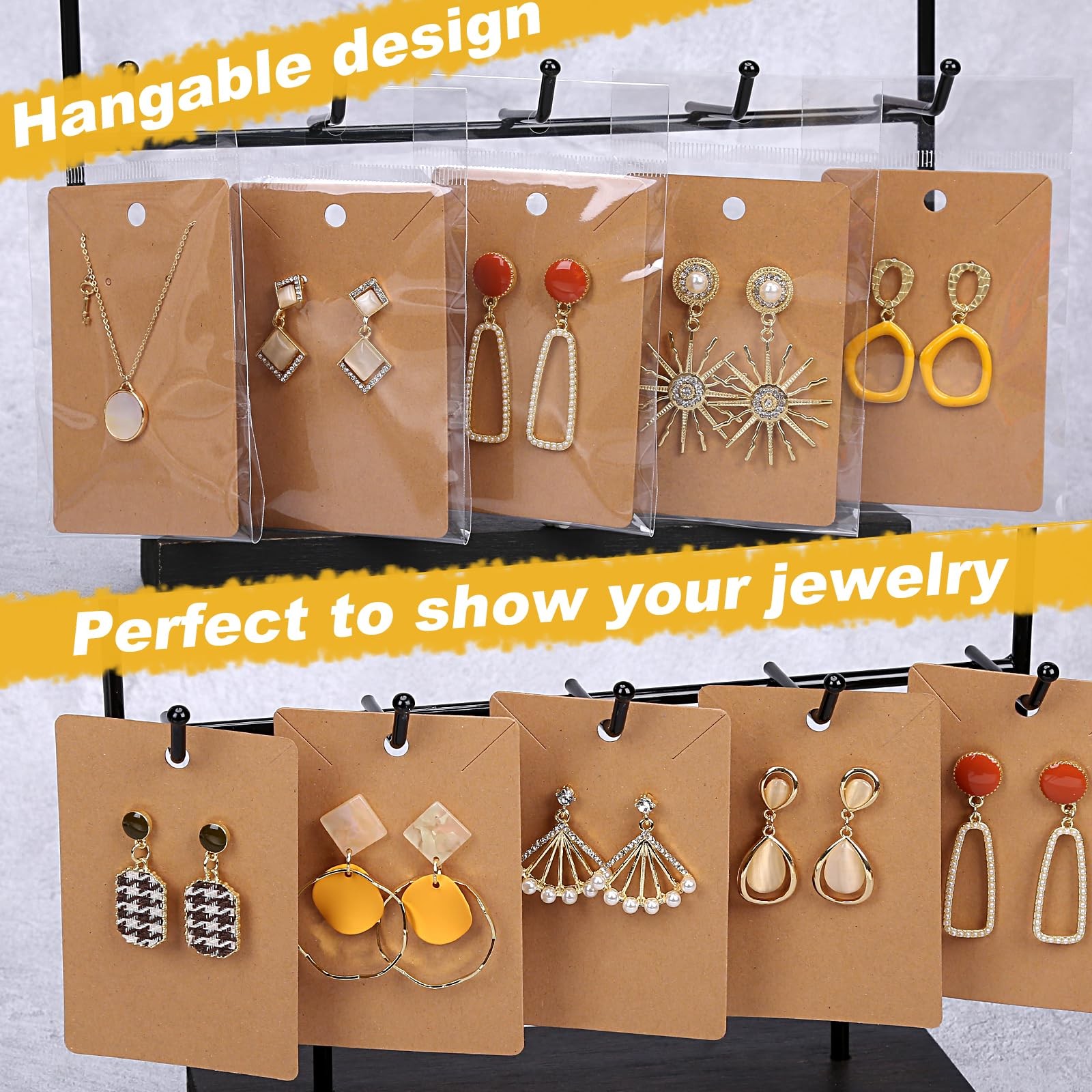 ovsor Works Great Earring Display Cards – 50 Count (Pack of 1), Brown