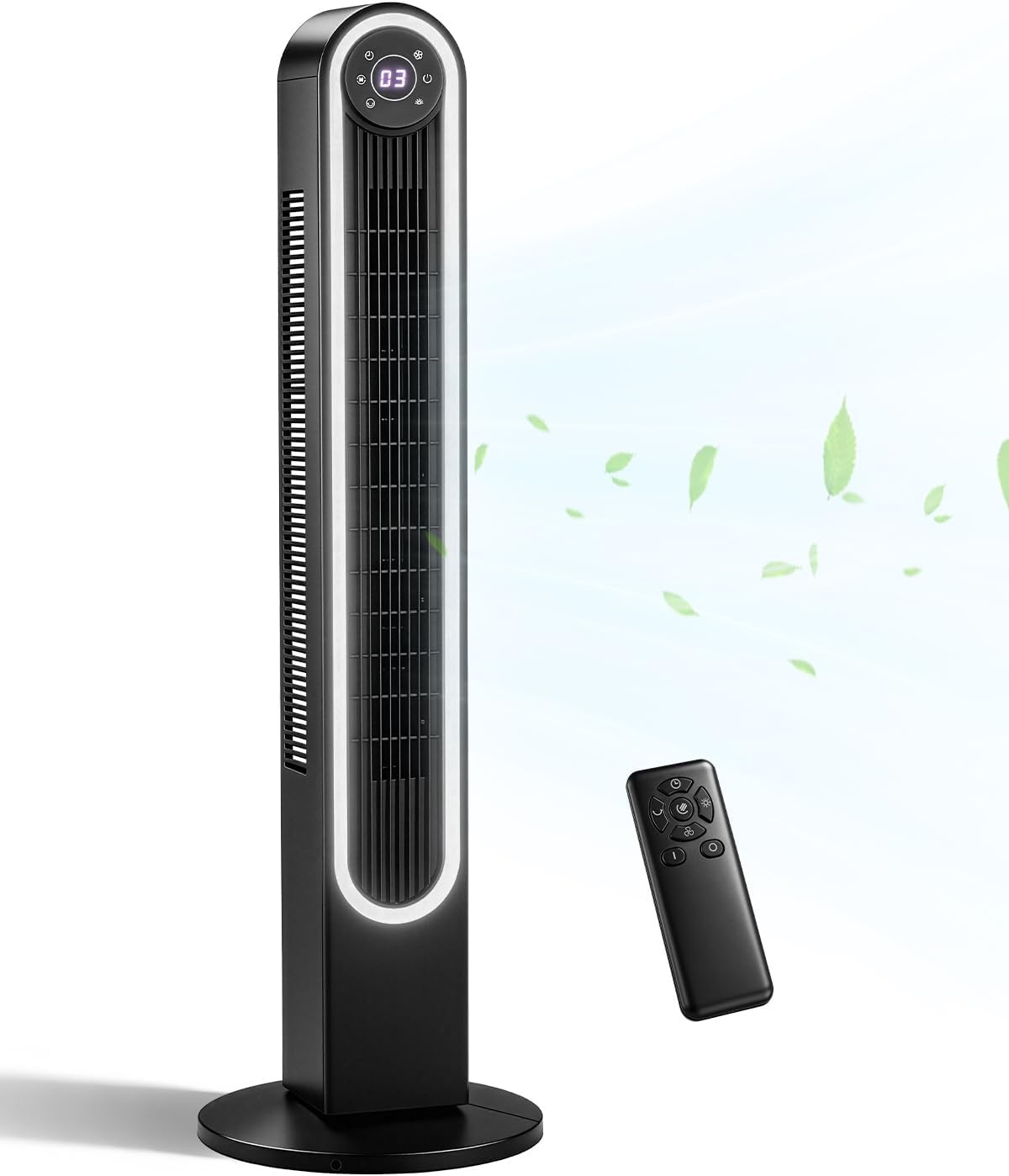 42″ Tower Fan 20dB Quiet for Bedroom,Oscillation Standing Floor Fan w/9H Timer