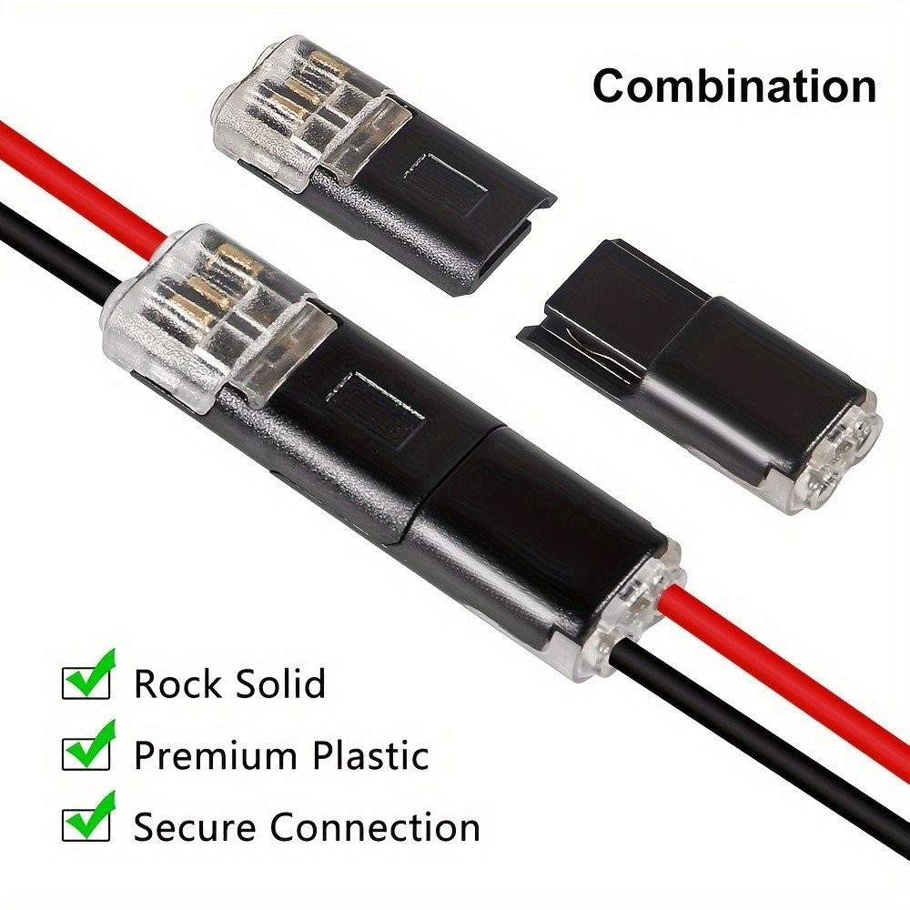 50PCS Double-Wire Plug-in Connector, Cable Clamp with Locking Buckle, AWG 18-22