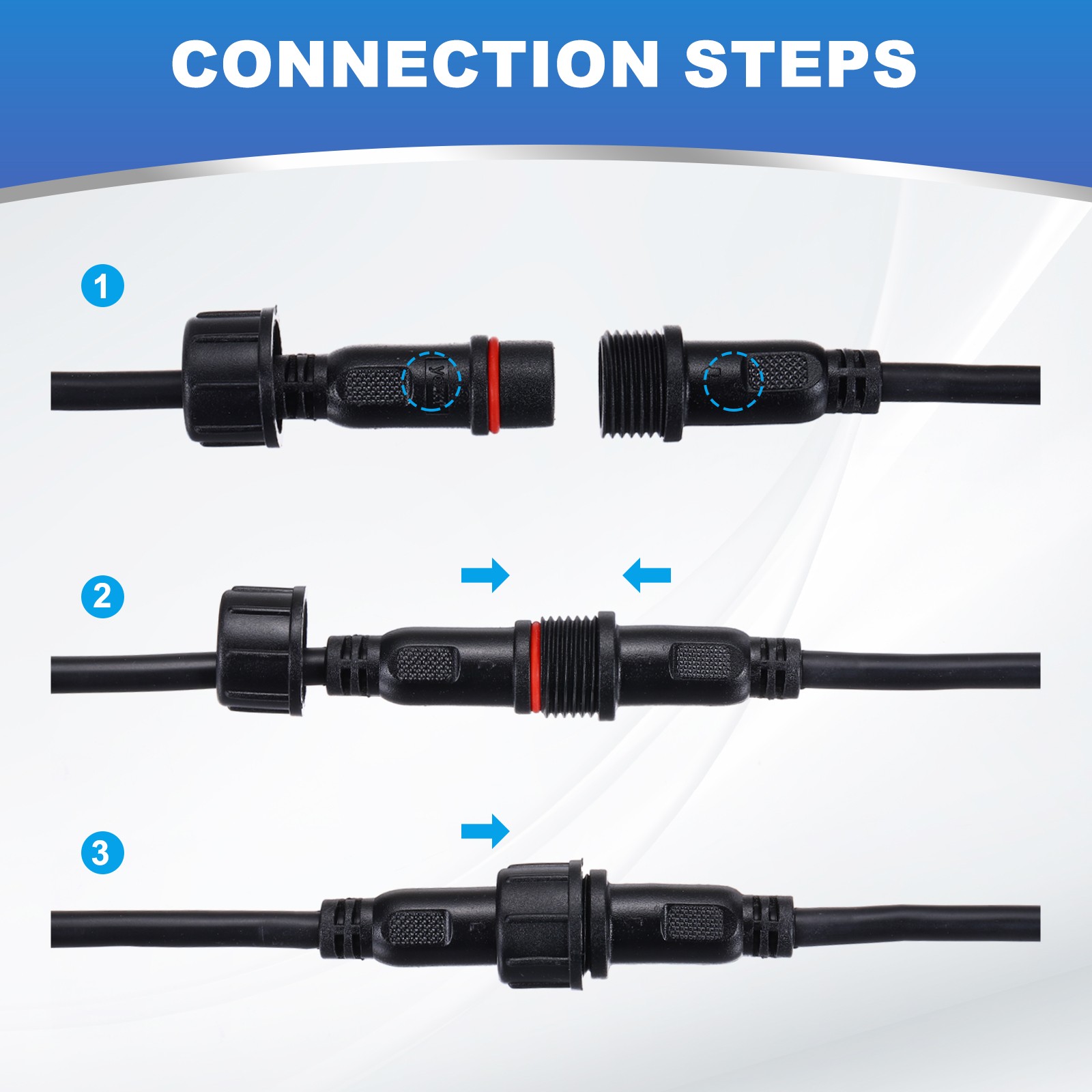 2-Core 2 Pins Y Splitter Connector 30cm 22AWG IP65 Y-Shape 1 Male to 2 Female