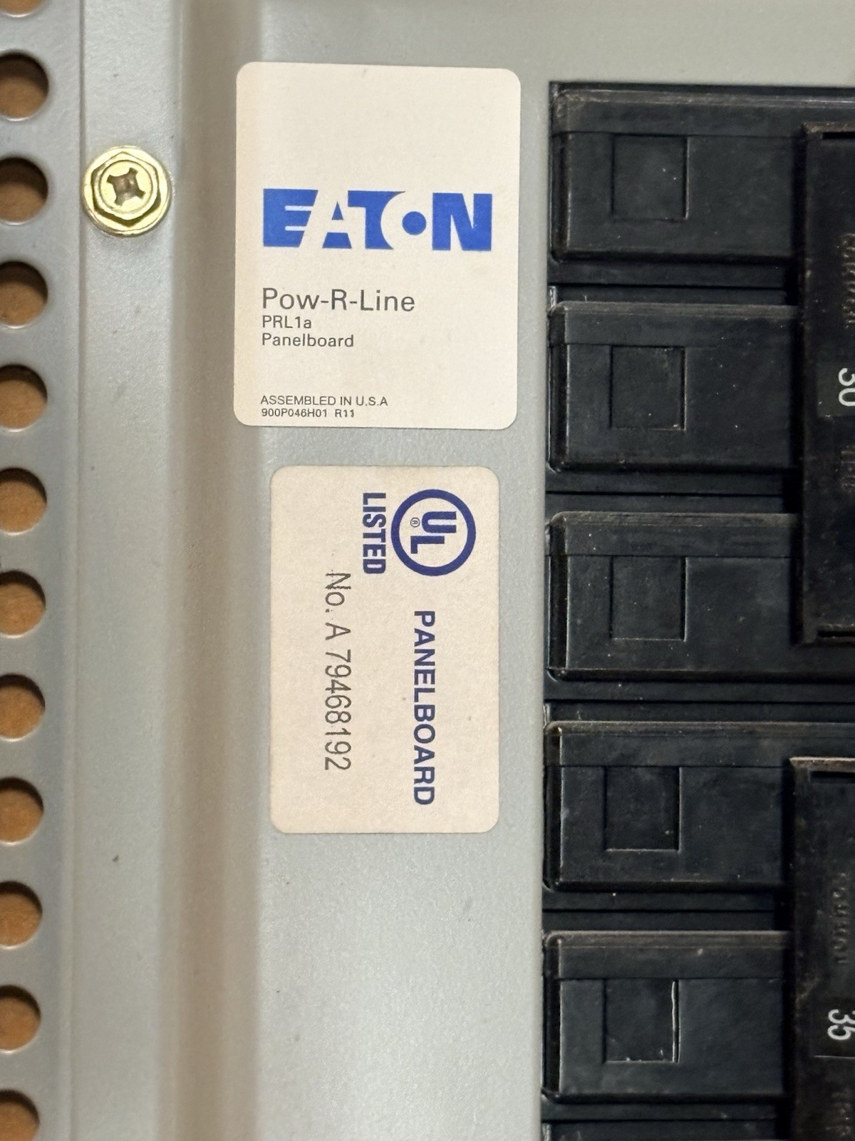 Eaton Pow-R-Line PRL1a Panelboard 225A 3-Phase 201-250V UL Listed