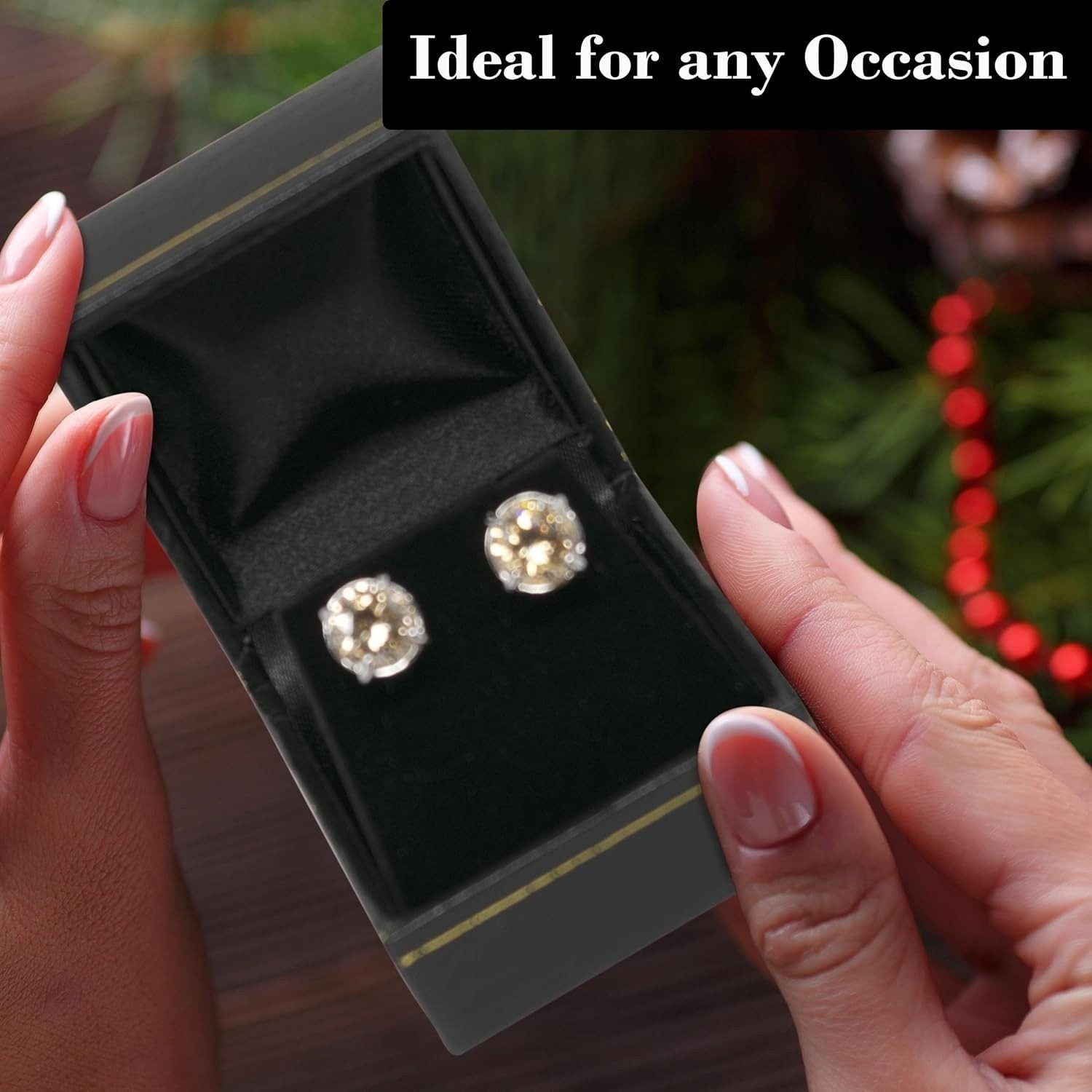 Novel Box Black Earring Gift Boxes 2.1×1.9×1.25in Gold Trim Leatherette Case