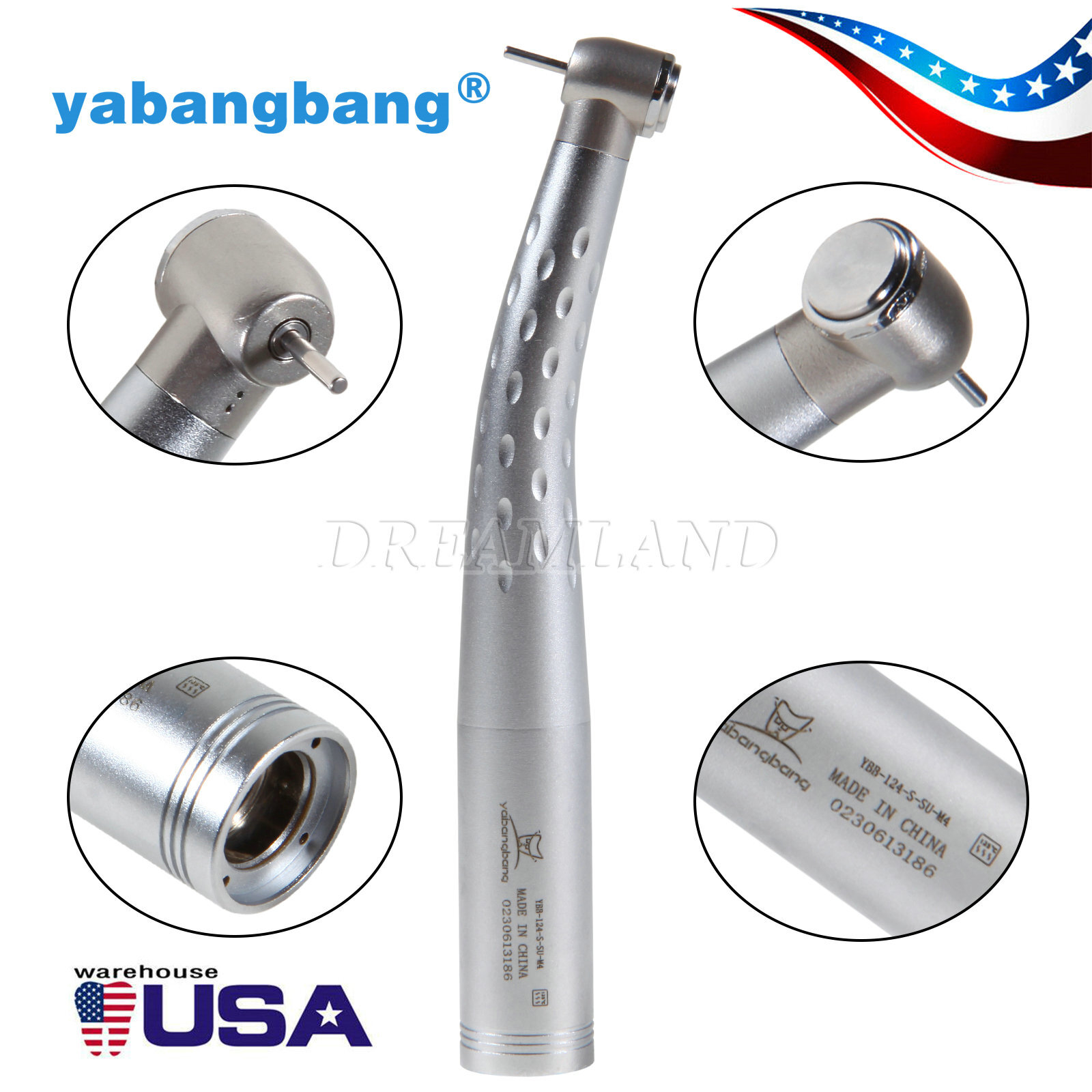 USA Dental High Speed Handpiece 4 Hole Fiber Optic LED Coupler fit KAVO 6Pin