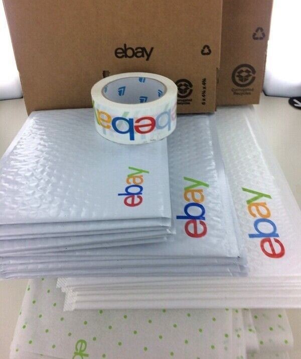 eBay Shipping Supplies Starter Kit Boxes Padded Envelopes 1-Tape And R-Paper Lot