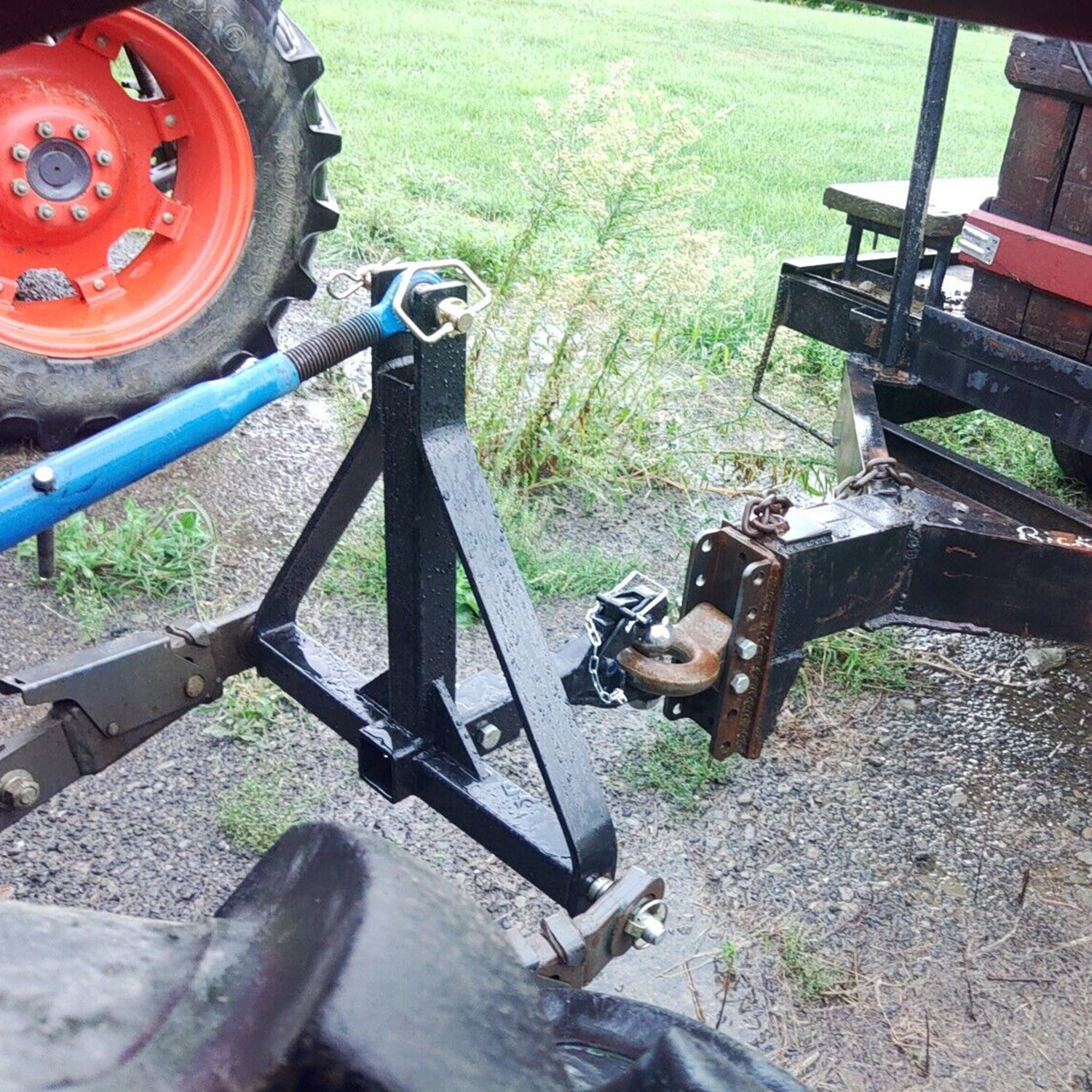 New 3 Point 2″ Receiver Trailer Hitch Drawbar Adapter Category One Tractor Black