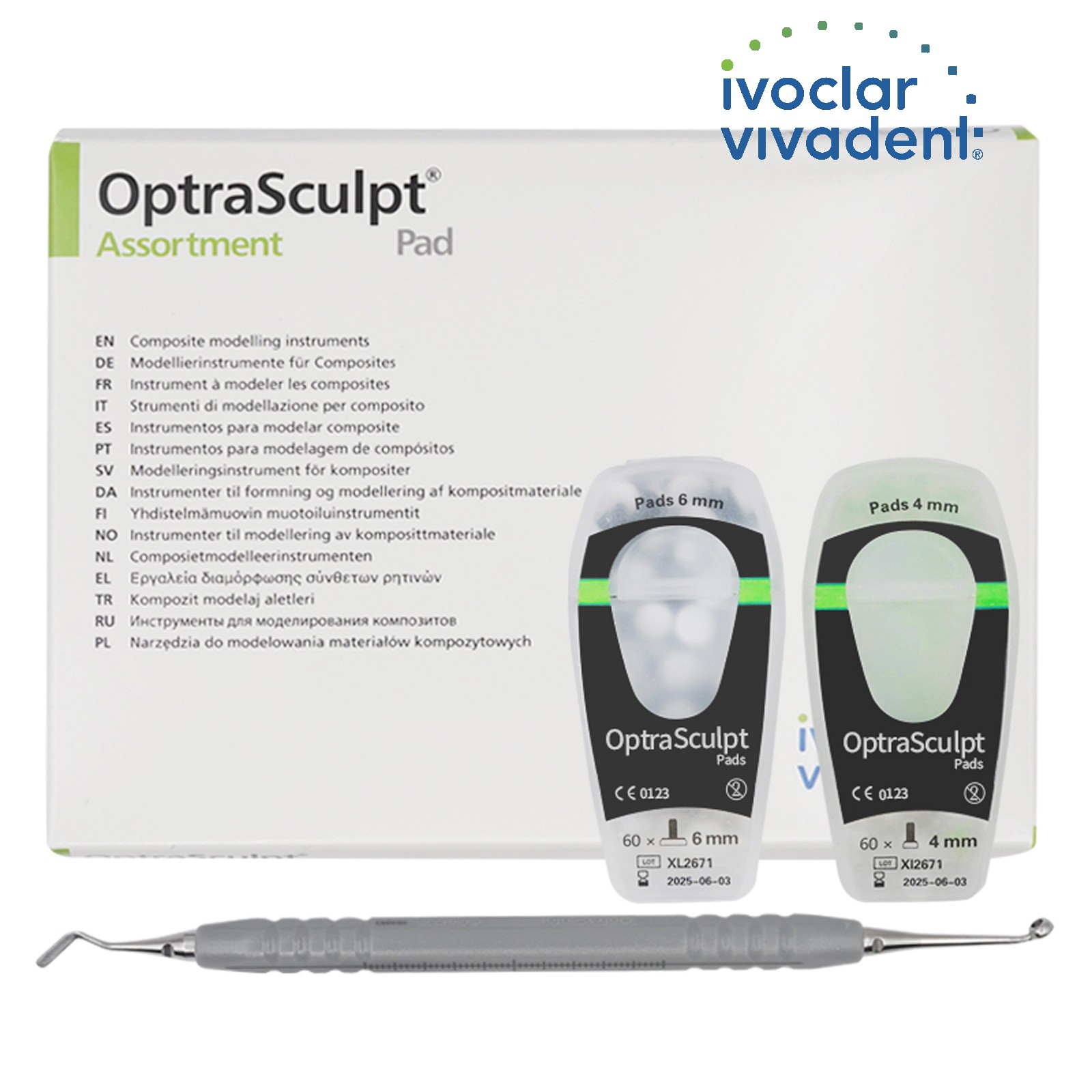 1set Dental Composite Resin Fill Handle Spatula Foam Veneer OptraSculpt Pads Kit