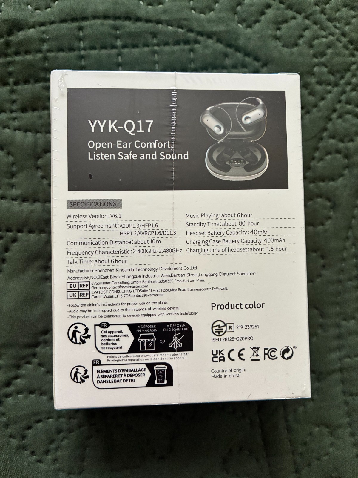 AI Translate Earbud – Open Ear – Model YYK-Q17