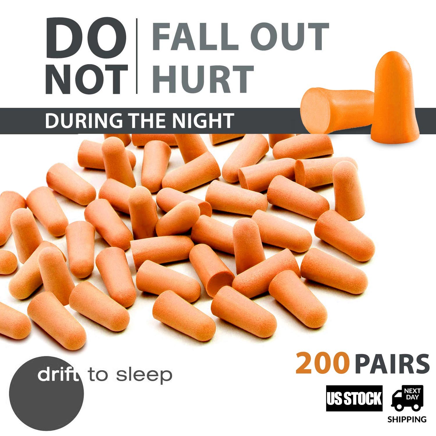 400/600 Ear Plugs Soft Orange Foam Sleep Travel Noise Shooting Working Lot Bulk