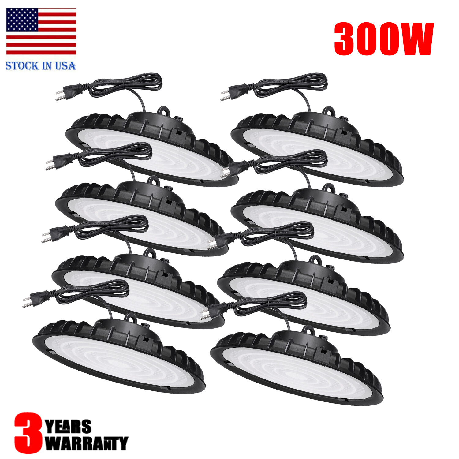 300W UFO LED High Bay Light Gym Factory Warehouse Industrial Lighting Bulb 8PCS