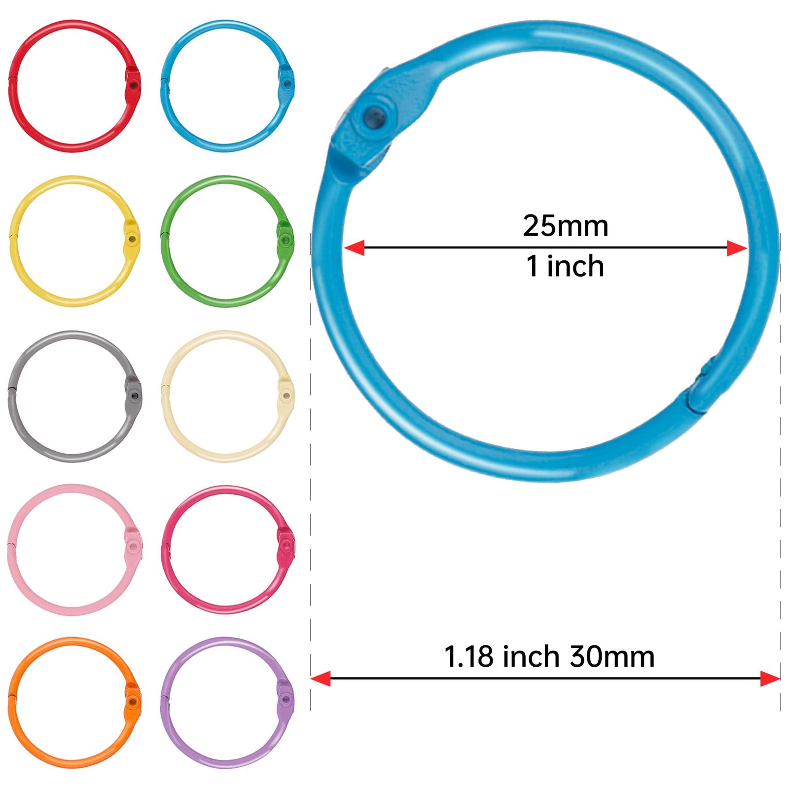 1.2 Inch/30mm, Red, Light Pink, Orange, Green, Purple, Blue, Gray, Yellow,…