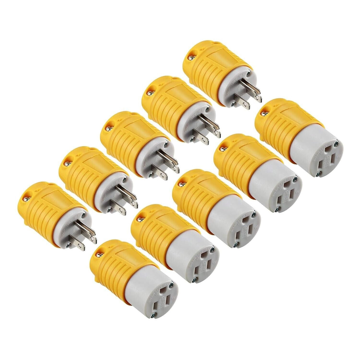 Male & Female Extension Cord End Plugs 15Amp 125V Electrical Connectors 3 Wires
