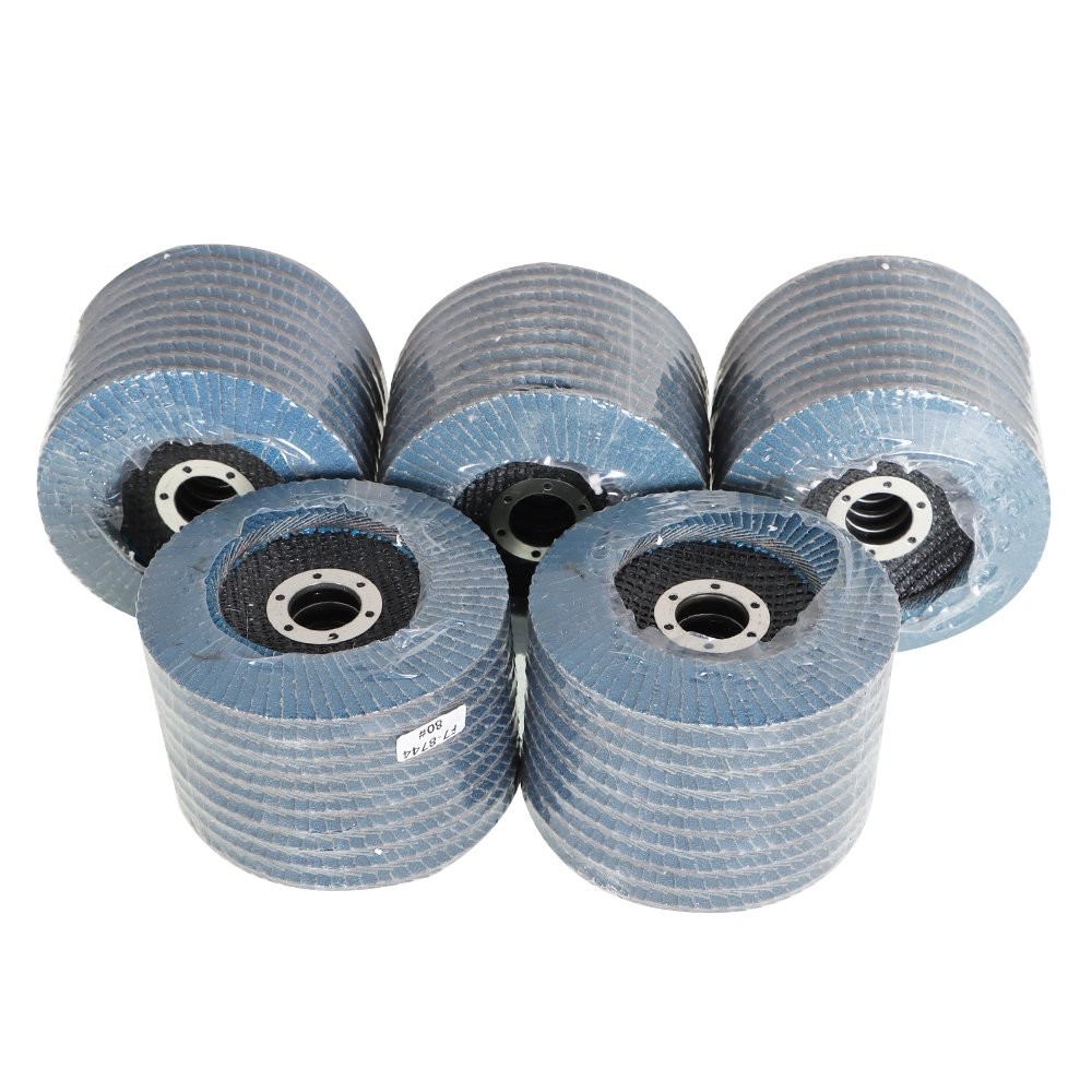 100 Pcs 4.5 Inch x 7/8 Inch T29 80 Grit Premium Zirconia Flap Sanding Discs